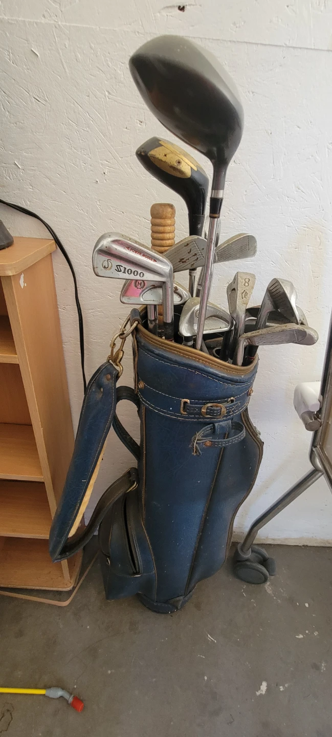 Vintage Golf Club Set with Blue Carry Bag