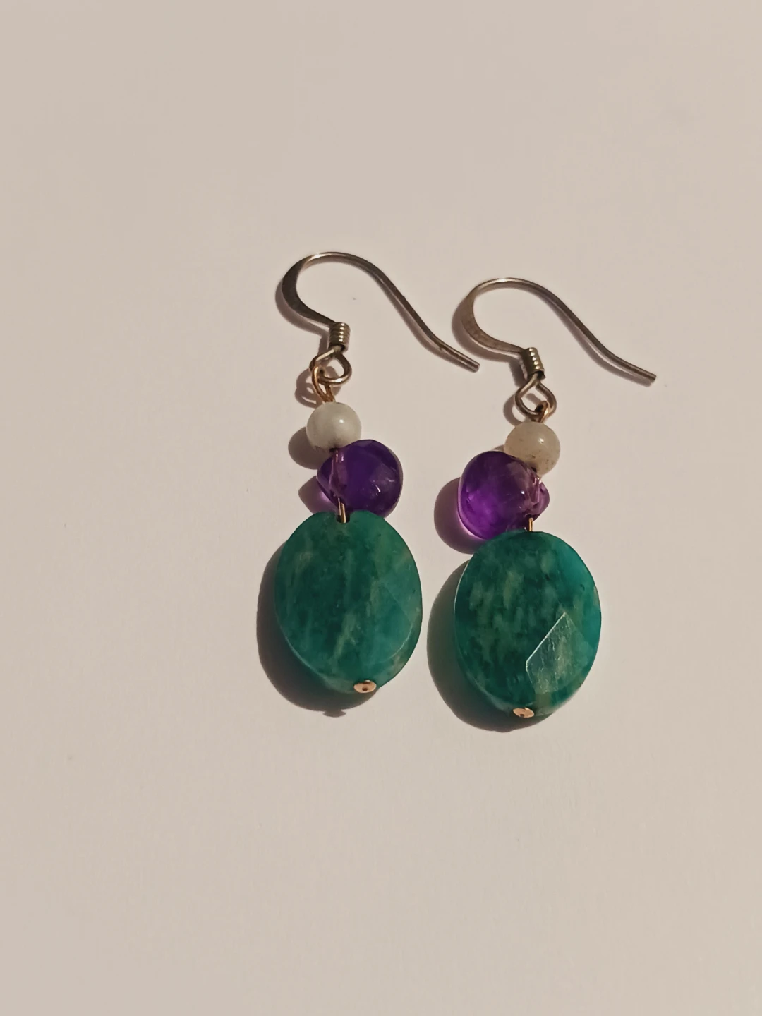 Sterling Silver Amazonite and Amethyst Earrings - photo 3