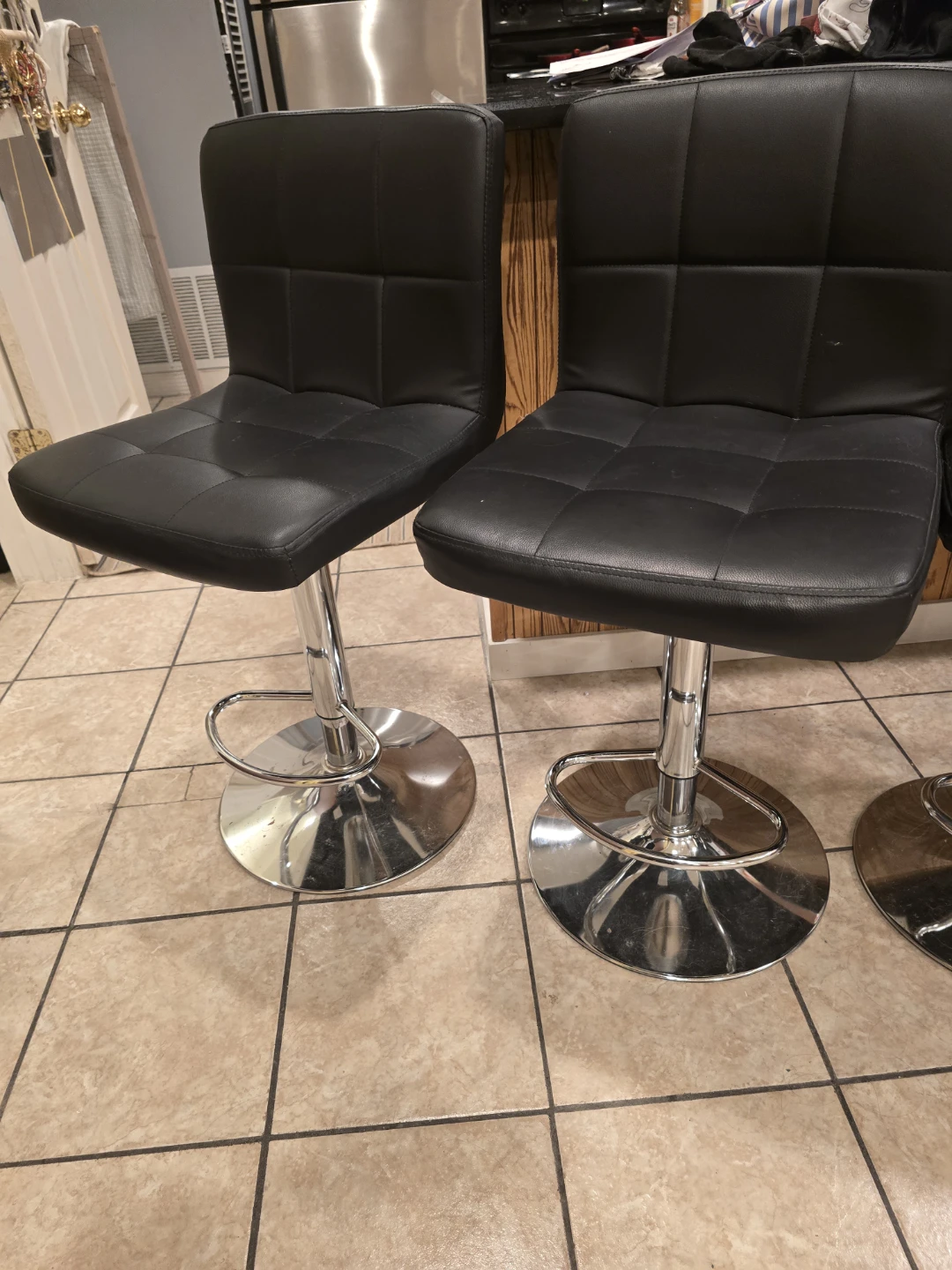 Set of 5 Black Faux Leather Bar Stools - photo 2