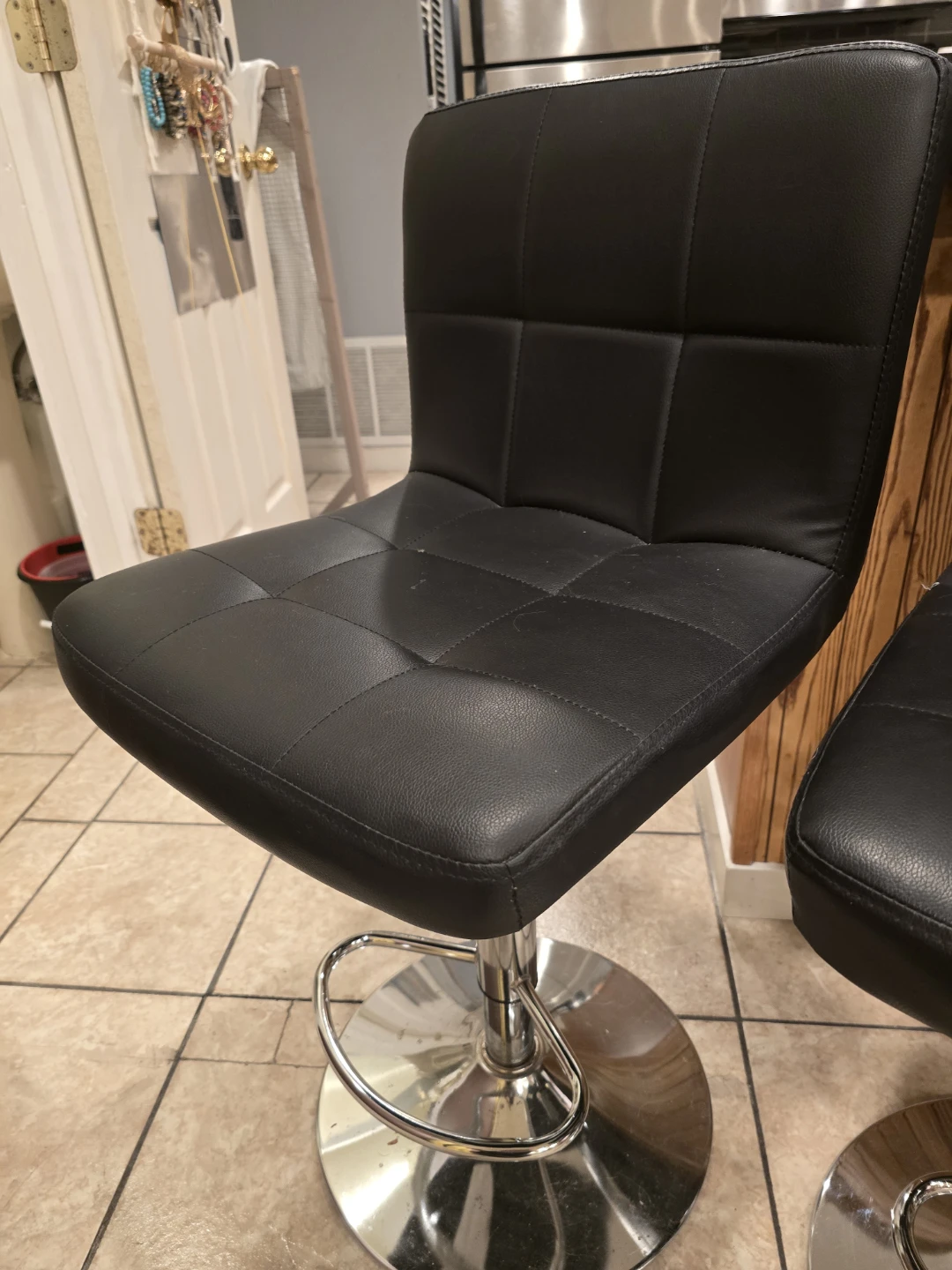 Set of 5 Black Faux Leather Bar Stools - photo 3