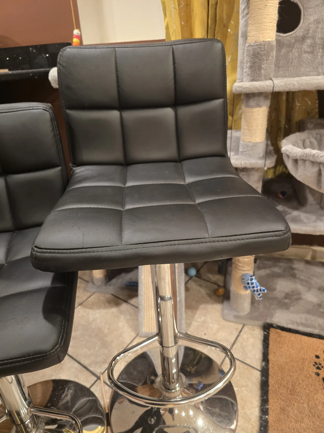 Set of 5 Black Faux Leather Bar Stools - photo 4