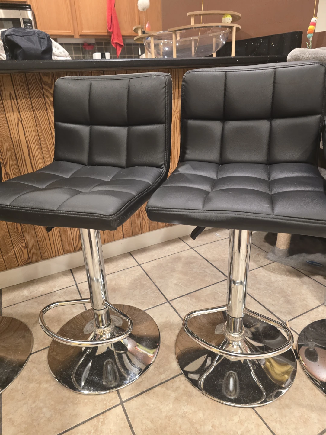 Set of 5 Black Faux Leather Bar Stools - photo 5