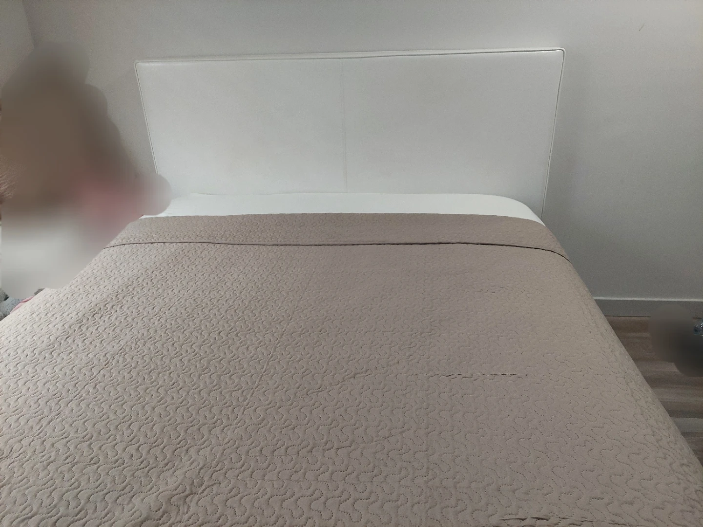 Moving Sale White Faux Leather Bed Frame with Headboard