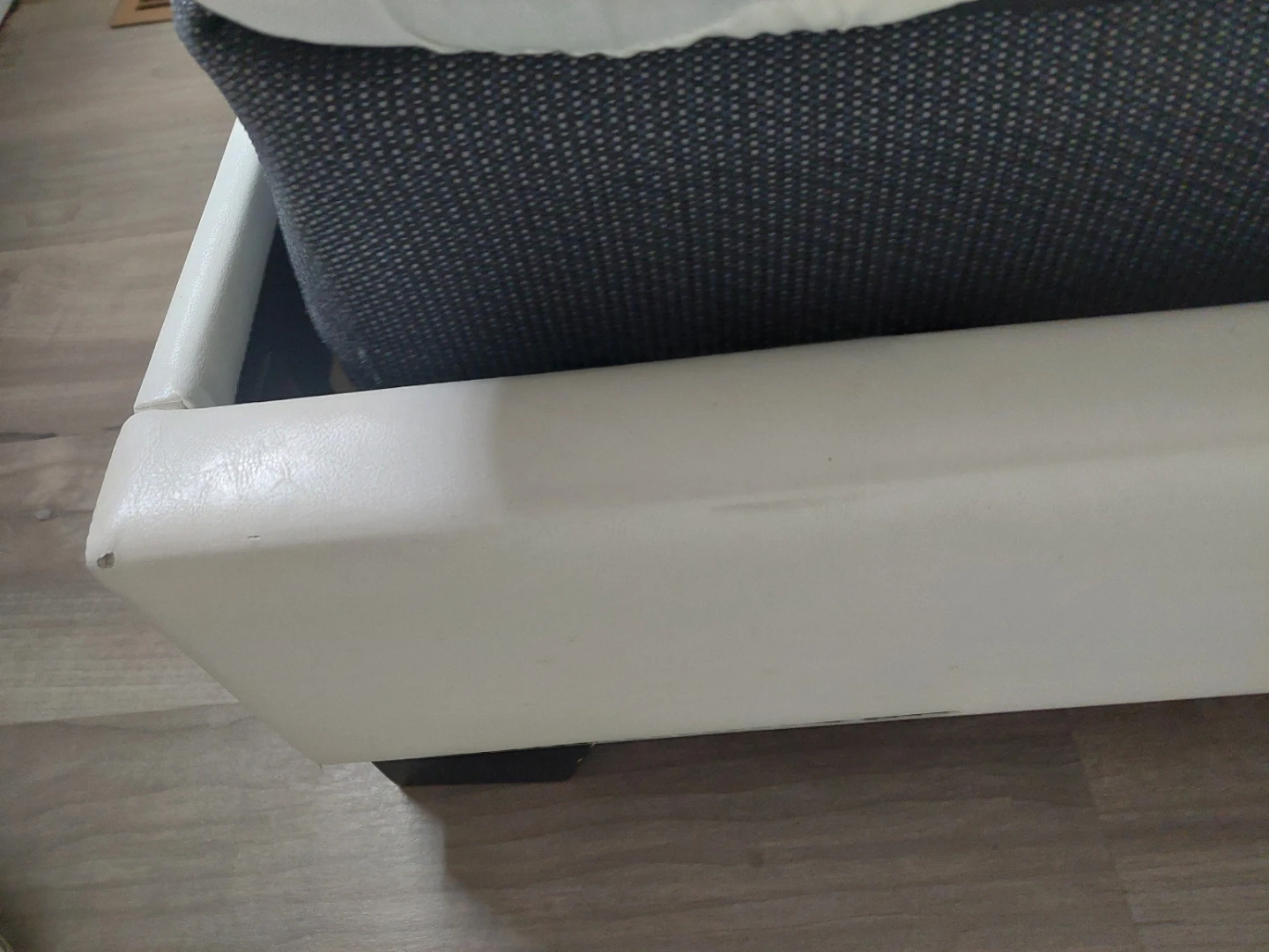 Moving Sale White Faux Leather Bed Frame with Headboard - photo 5
