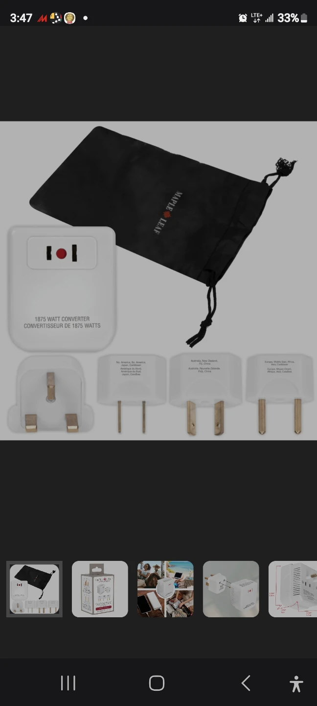 Maple Leaf 1875 Watt Converter with Travel Adapters
