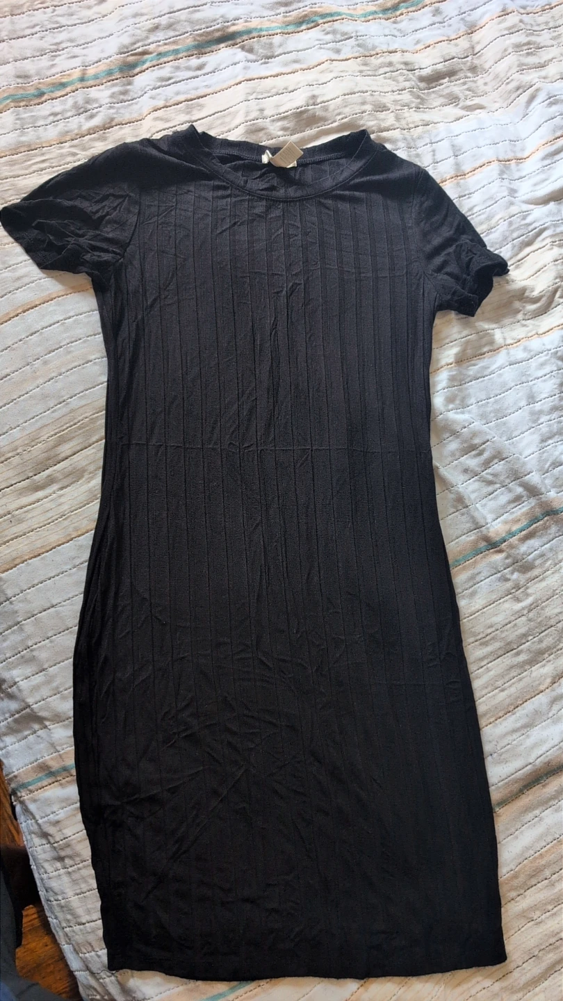 BOZZOLO Black Ribbed Knit Midi Dress - Medium - photo 2