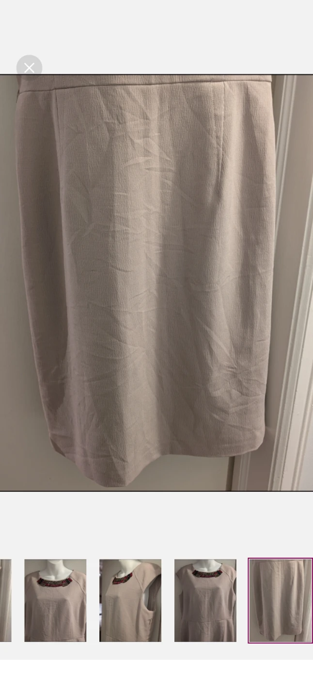 Women's Jones New York Beige Dress with Embellished Neckline. - photo 4