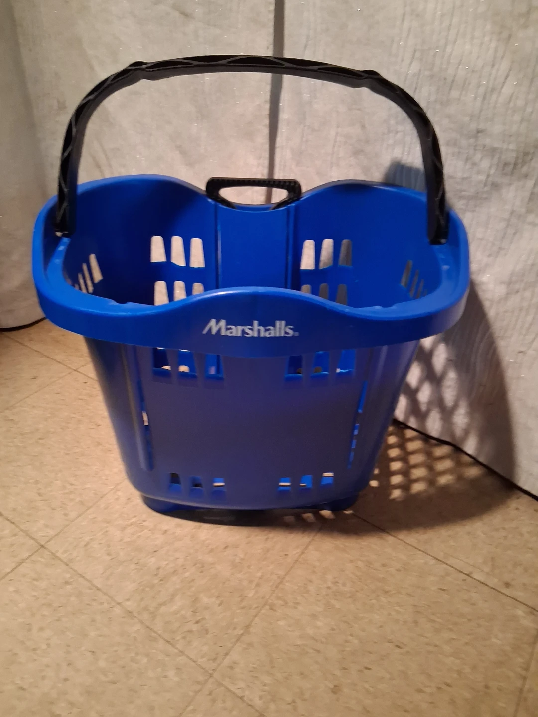 Blue Rolling Shopping Basket with Handle - photo 2