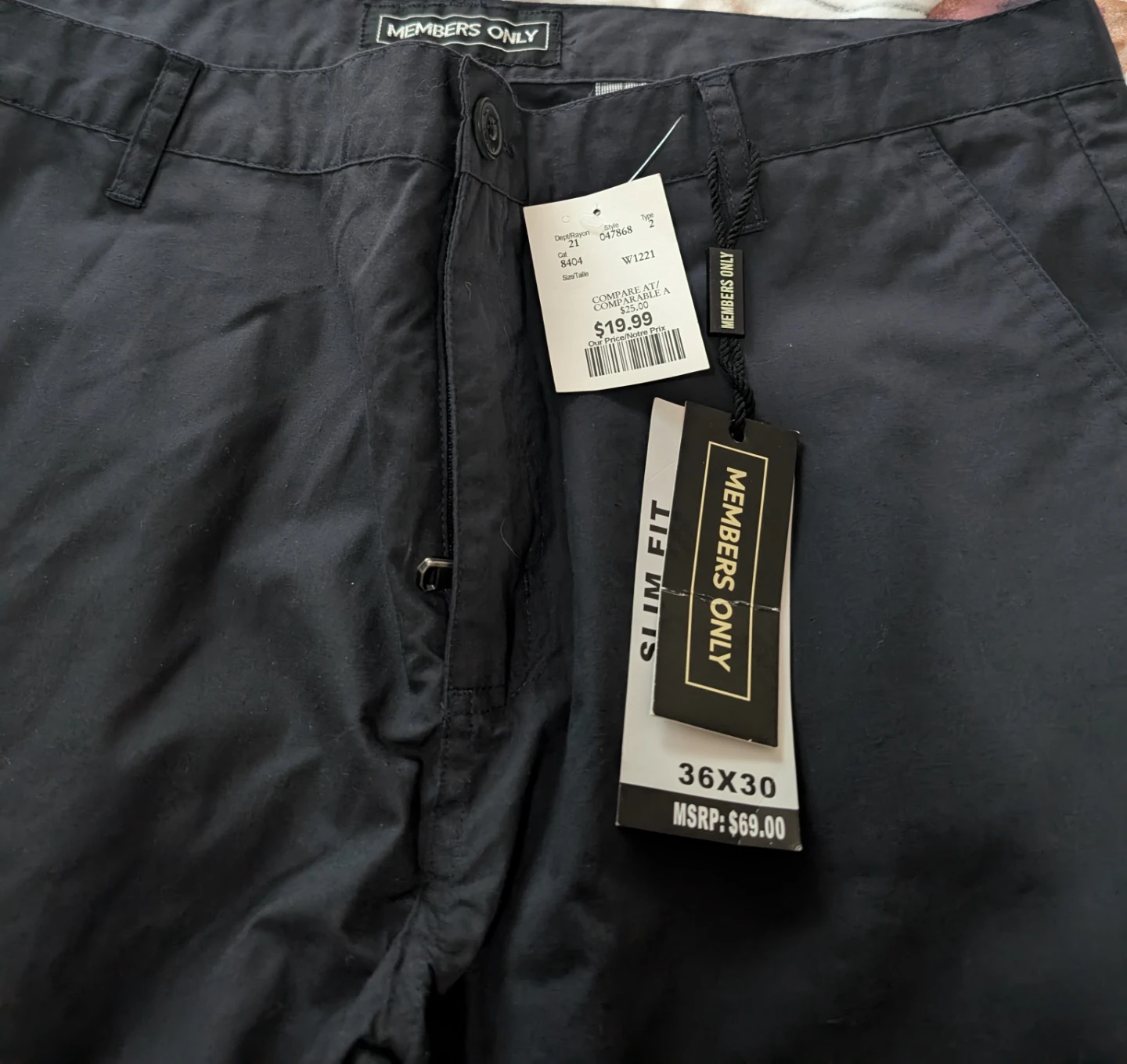 Members Only Slim Fit Pants Black 36x30