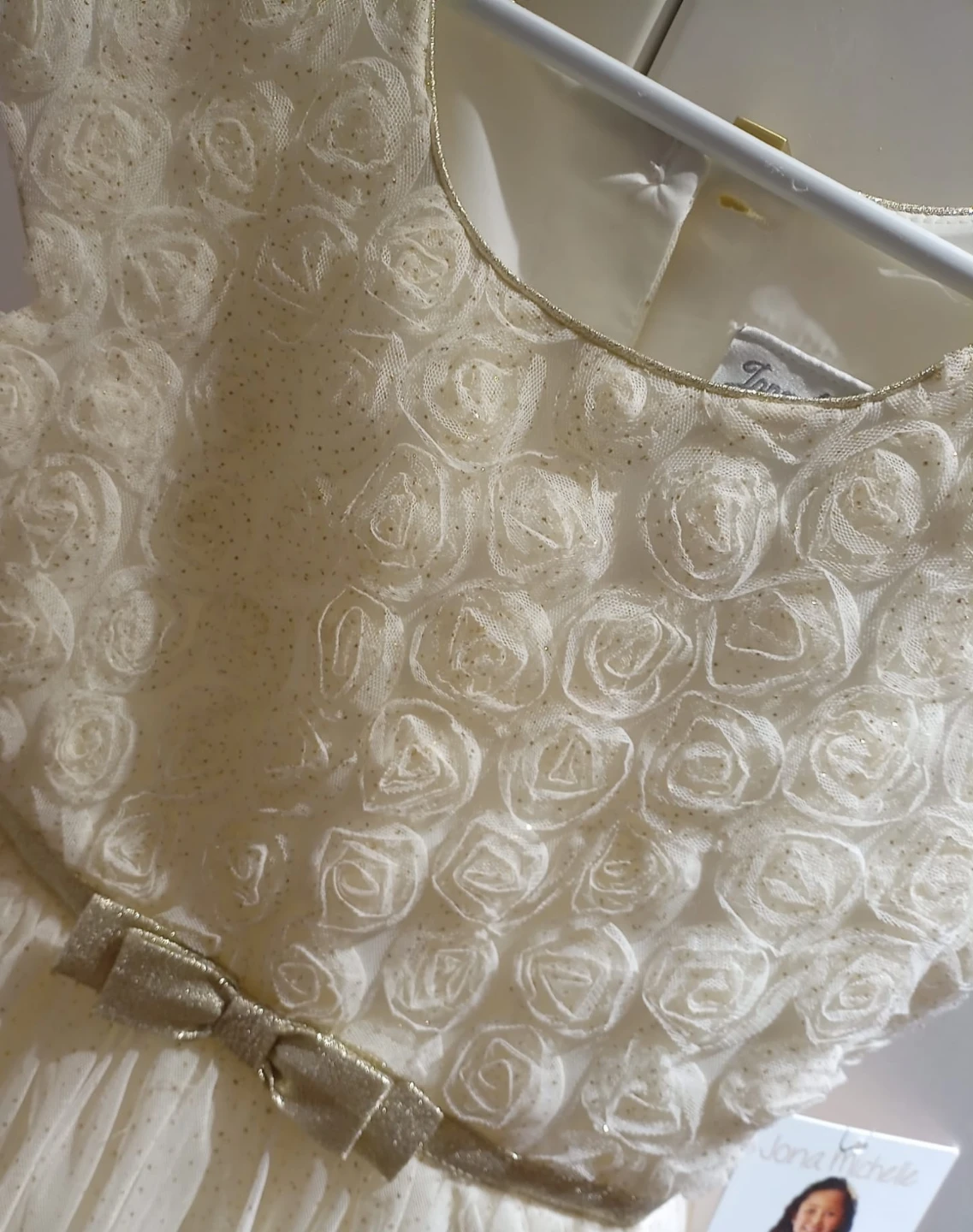 Girls Cream Rose Dress with Sparkle Skirt - photo 3