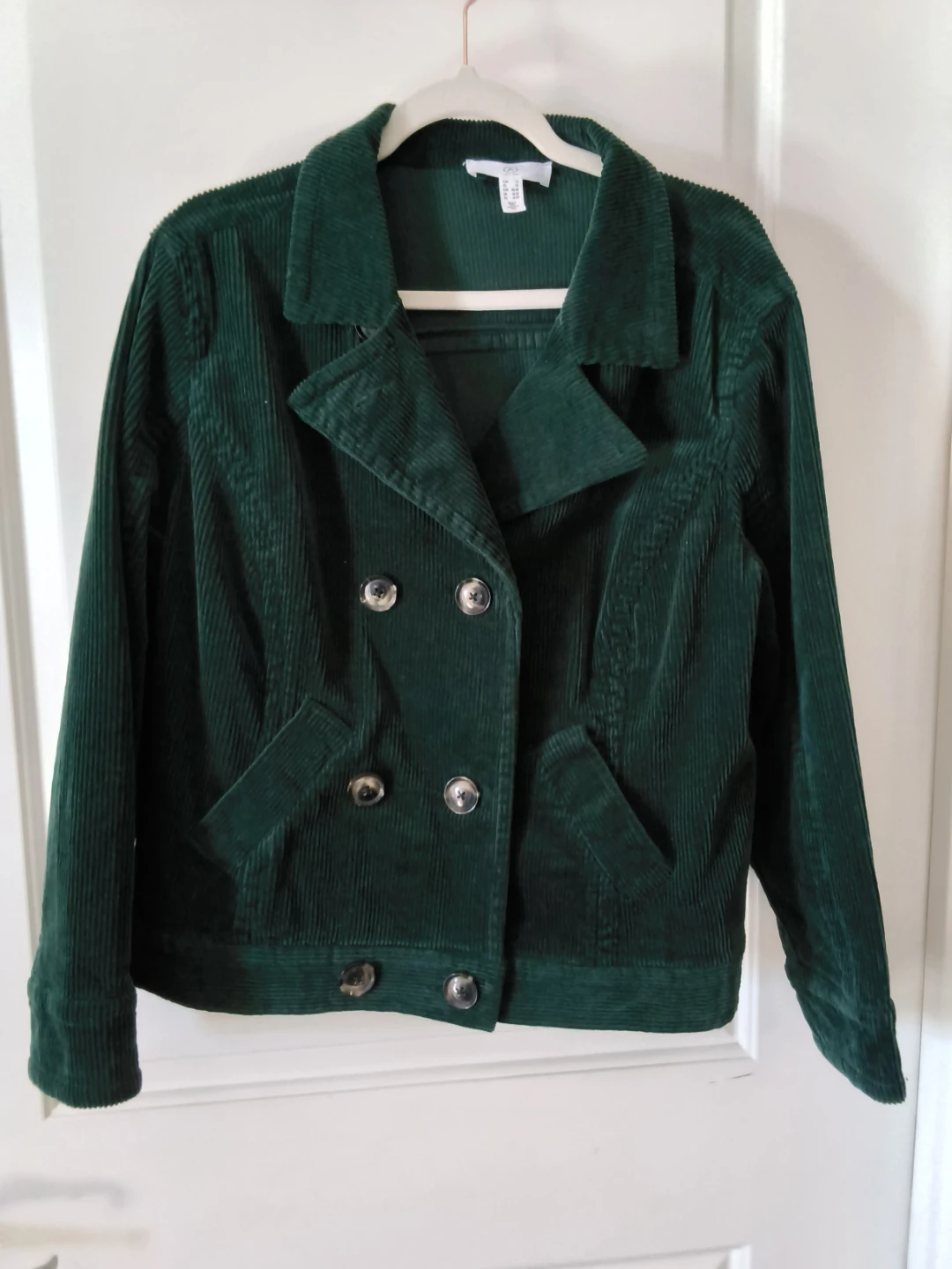 Dark Green Corduroy Double-Breasted Jacket
