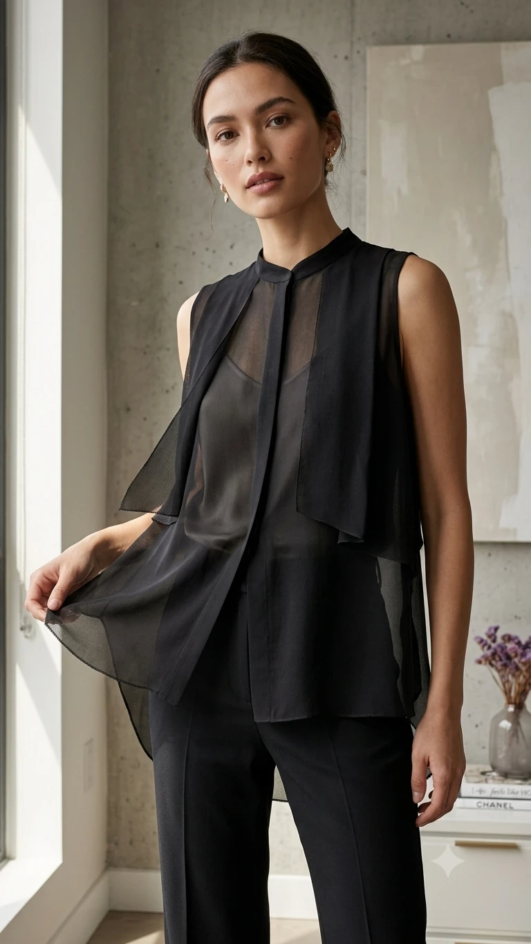 Aritzia Wilfred Silk Drape Sheer Top - Small