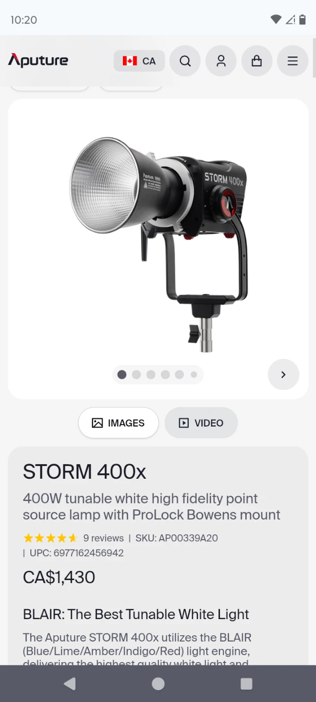 Aputure Storm 400x 400W Tunable White Light