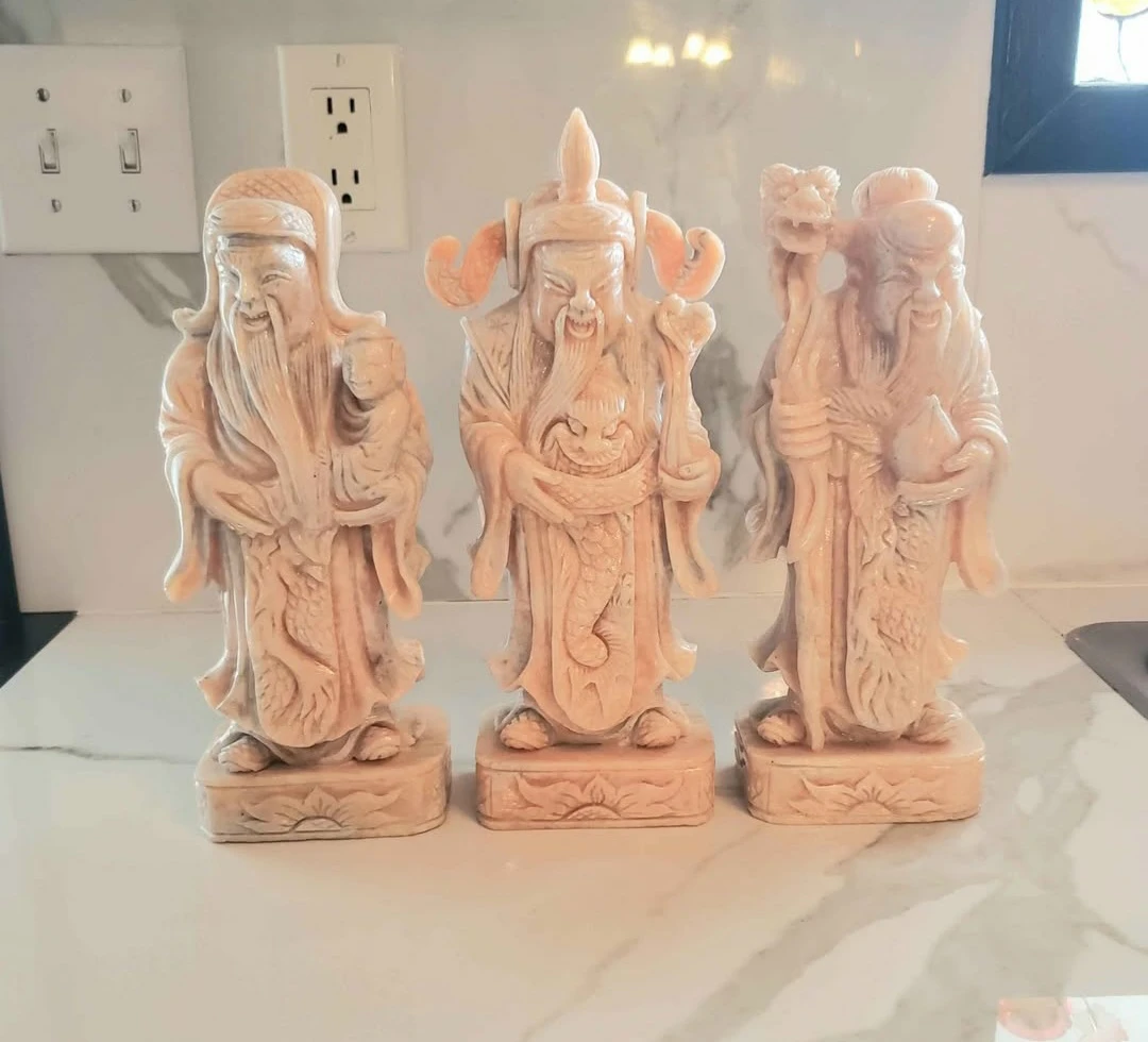 New Fu Lu Shou Carved Stone Figurines $50 Each OR $100 for All