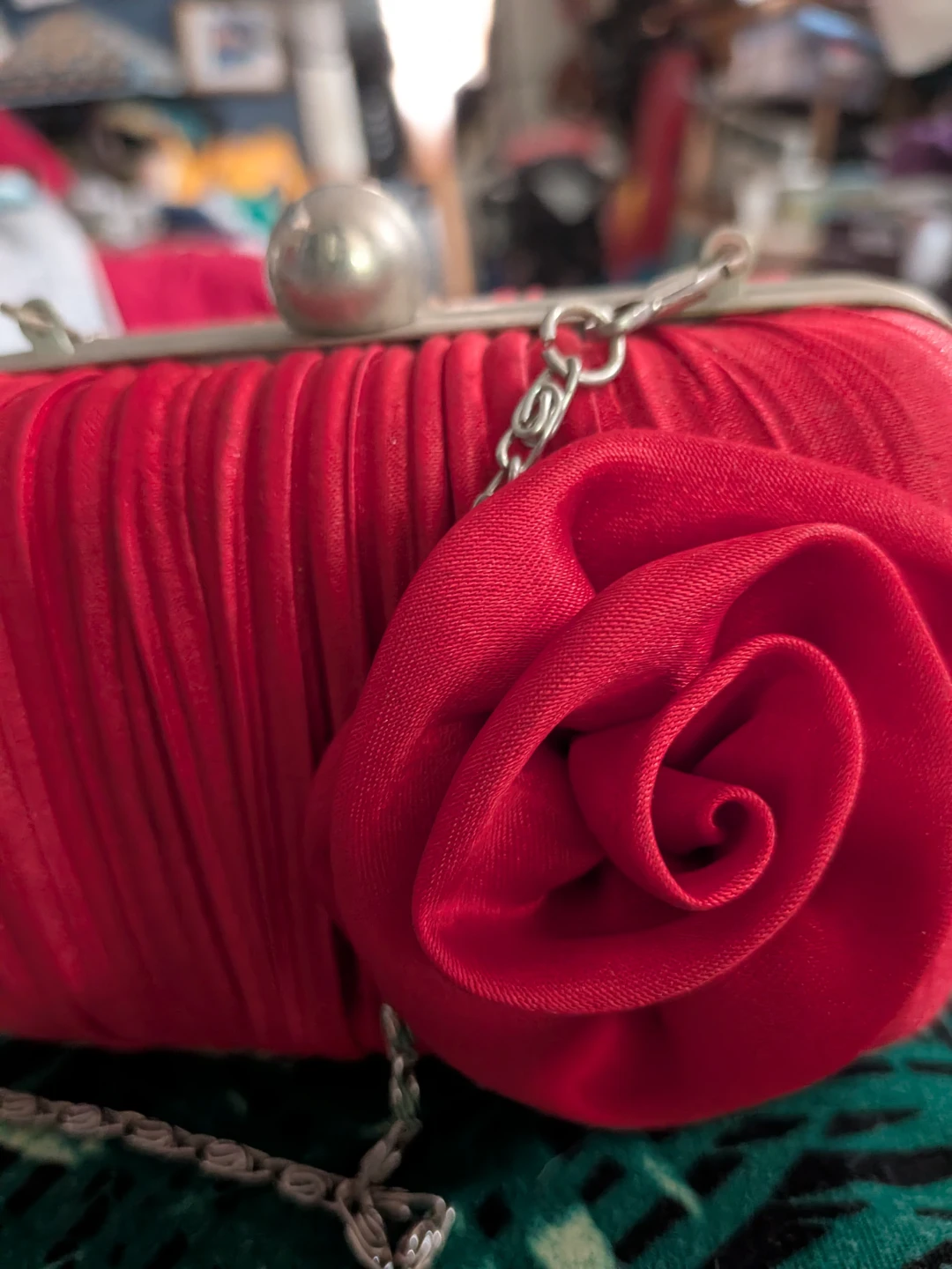 Red Beaded Clutch with Rose Accent - photo 4
