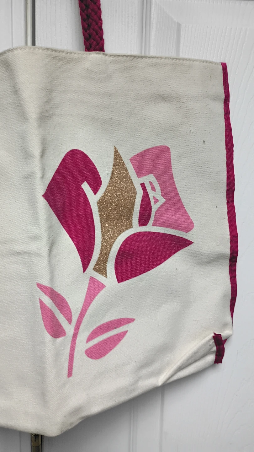 Lancome Canvas Tote Bag with Rose Design