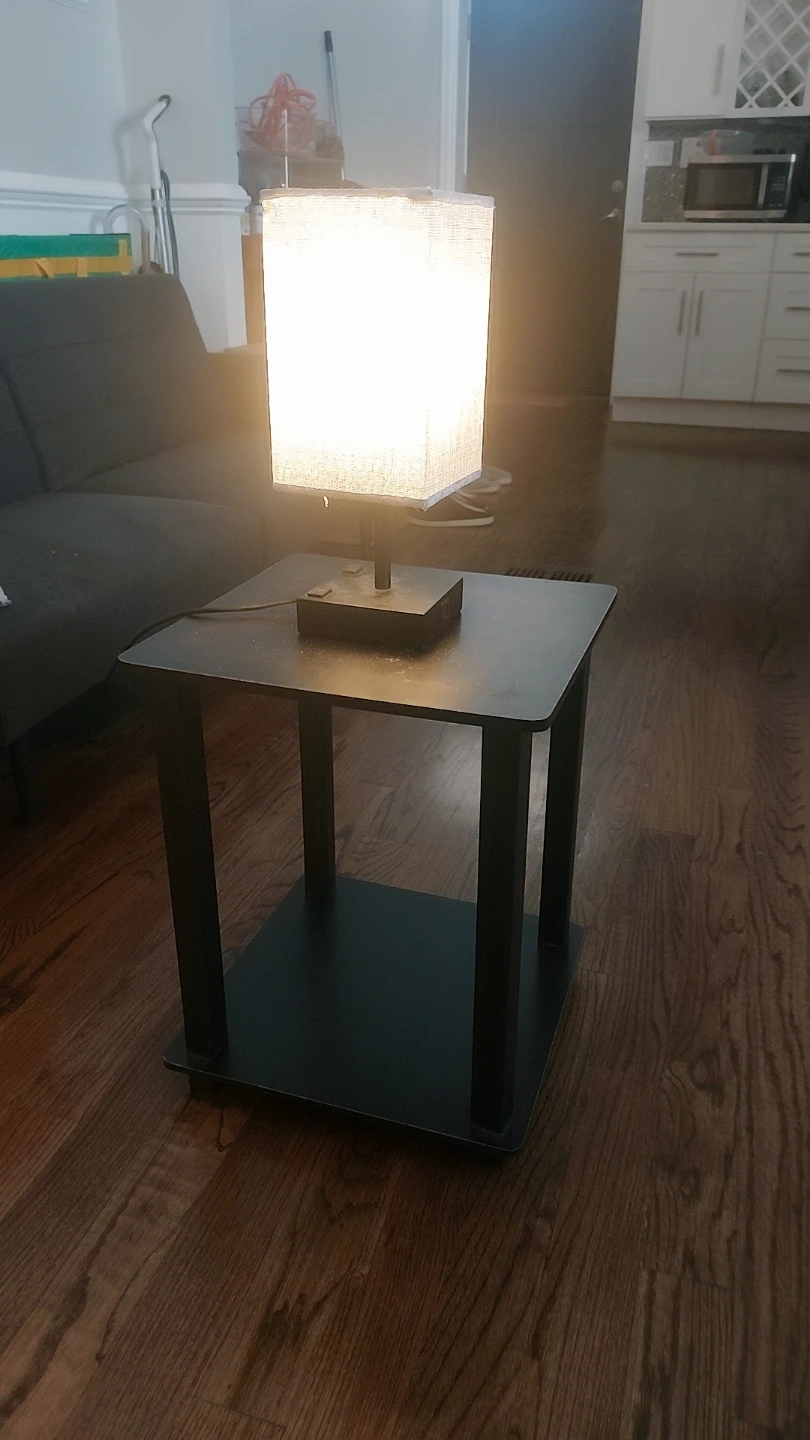 Black End Table with Lamp