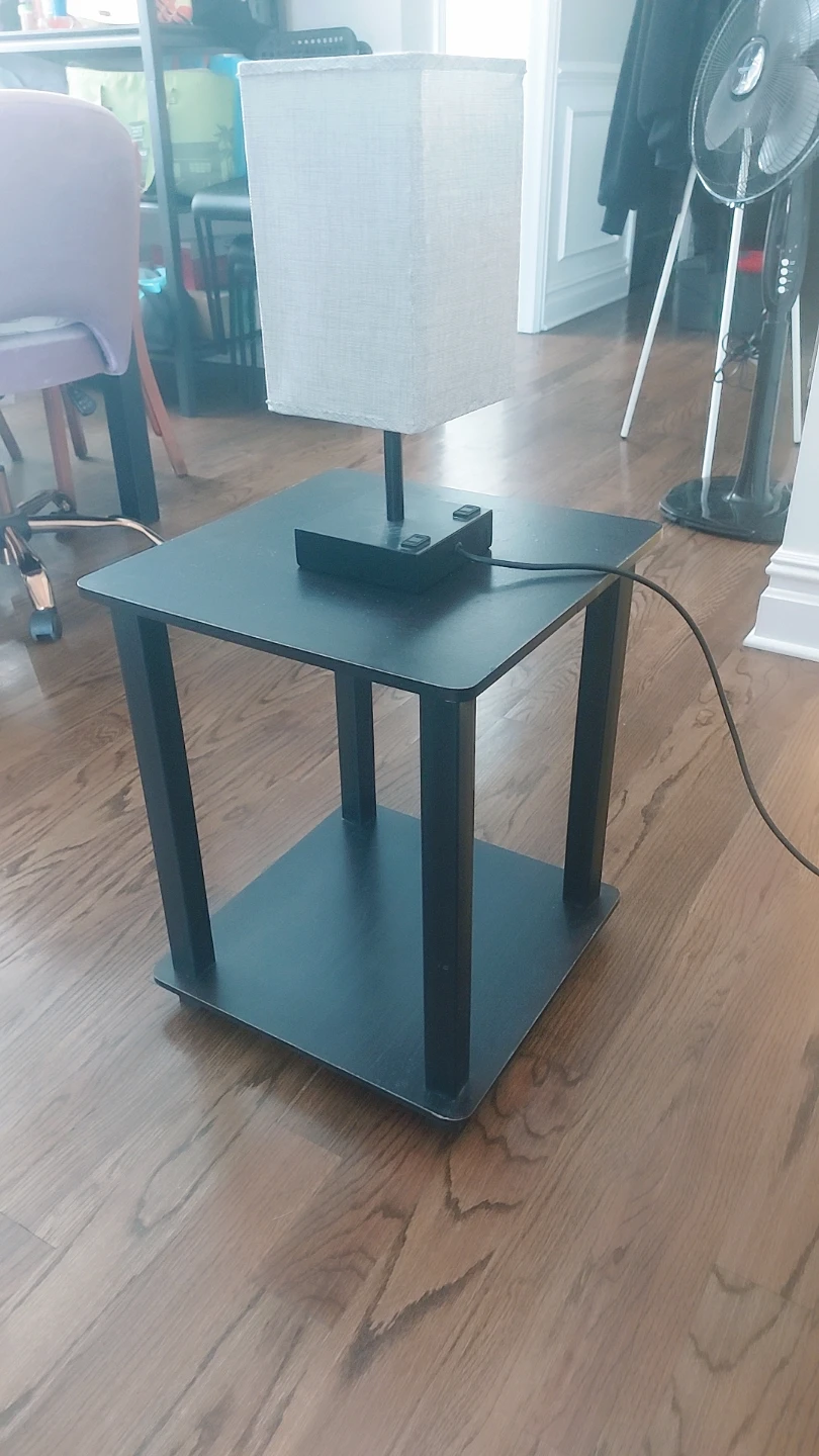 Black End Table with Lamp - photo 3