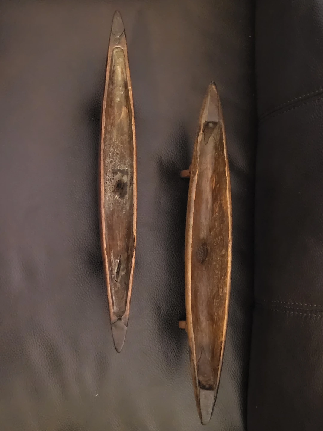 Vintage Wooden Loom Shuttle Boat Trays (Pair) - photo 2