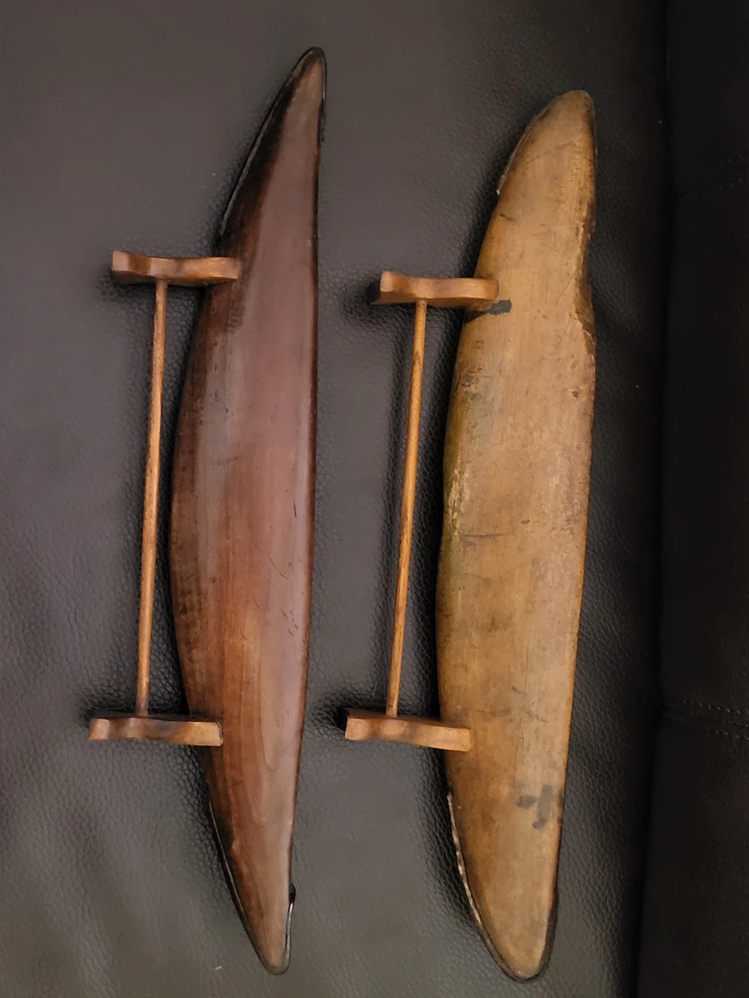 Vintage Wooden Loom Shuttle Boat Trays (Pair) - photo 3
