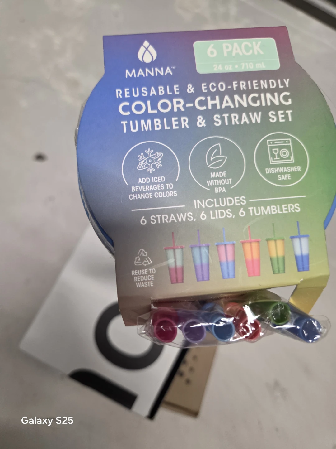 Manna Reusable Color-Changing Tumbler & Straw Set - 6 Pack - photo 5