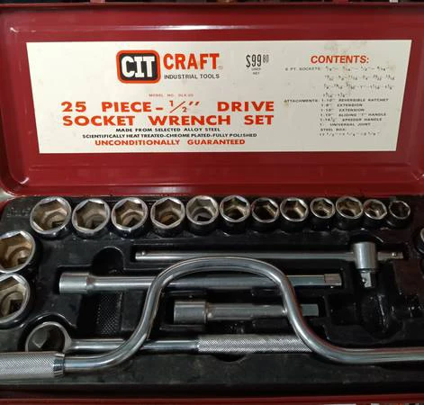 Vintage CIT Craft 24 Piece 1/2" Drive Socket Wrench Set