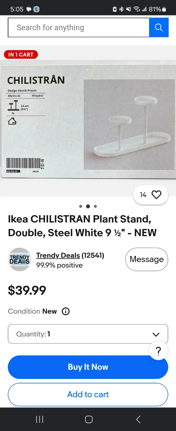 Ikea CHILISTRAN Plant Stand, Double, Steel White - photo 2