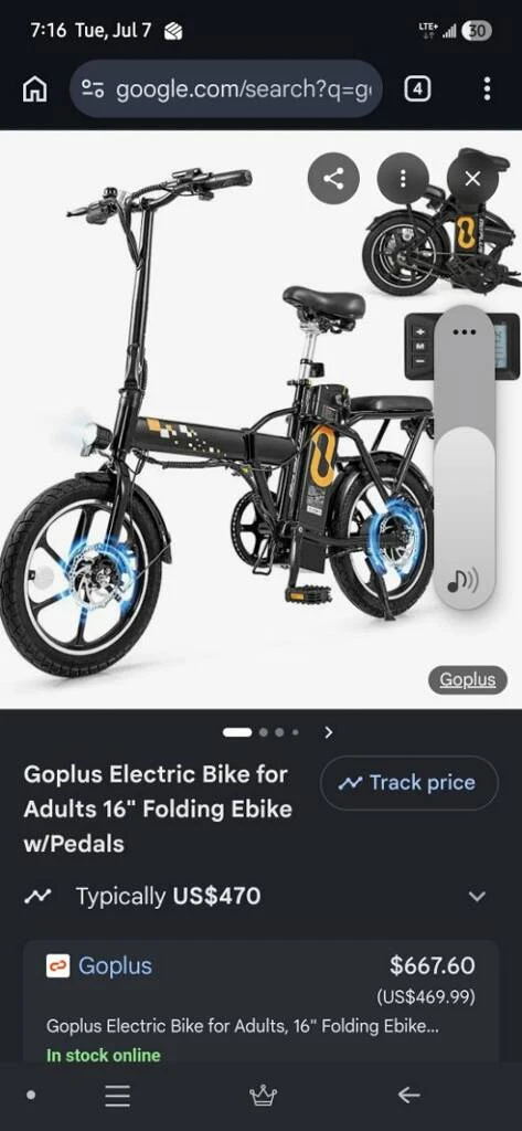 Goplus 16" Folding Electric Bike