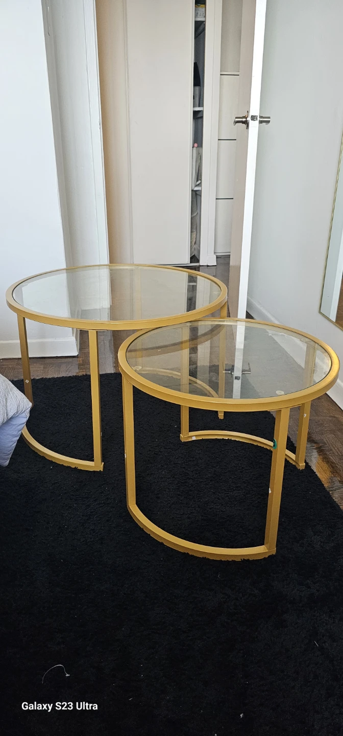 Gold Nesting Coffee Tables with Glass Tops