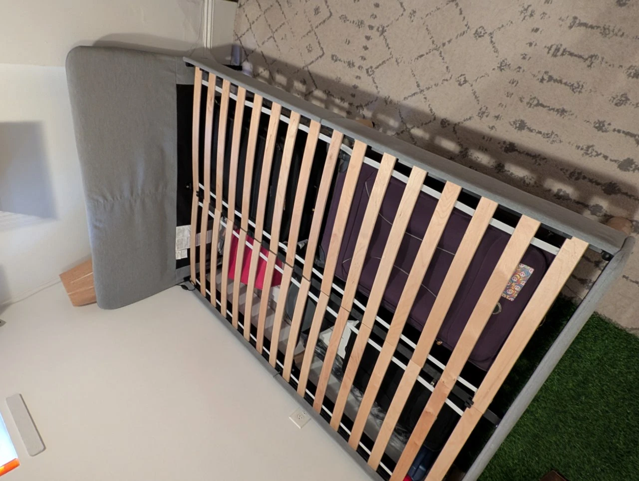 Grey Upholstered Full-Size Bed Frame - photo 2