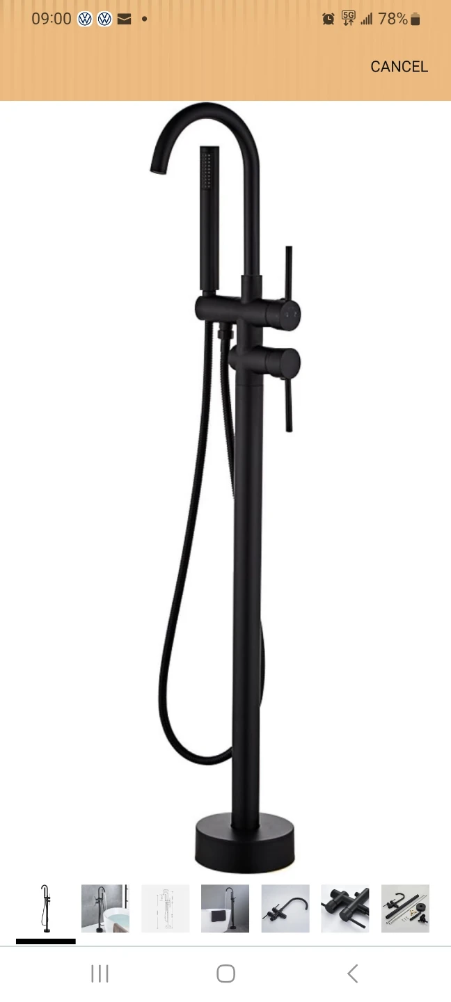 Freestanding Bath Shower Mixer Tap - Black - photo 2