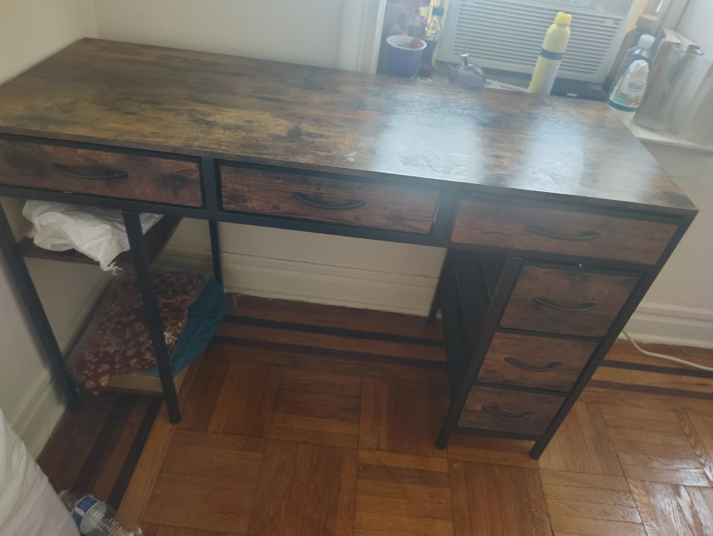 Huuger Computer Desk with 6 Drawers - Rustic Brown - photo 4