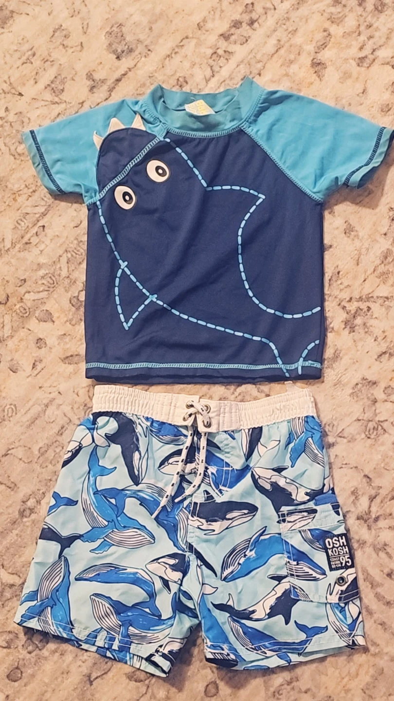 OshKosh B'gosh Rash Guard and Swim Shorts Set baby buns top