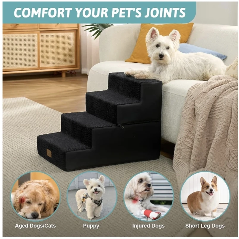 COZY KISS 4-Step Pet Stairs for Small Dogs and Cats