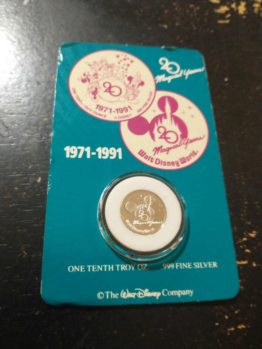 1971-1991 Disney 20th Anniversary 1/10 oz .999 Silver Coin - photo 2