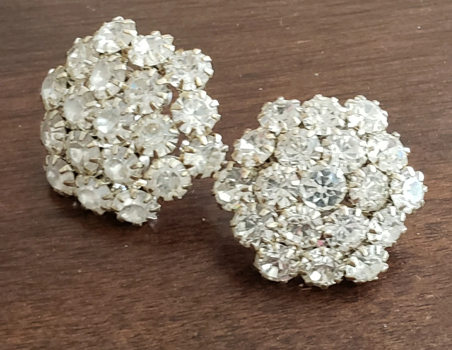 Vintage Rhinestone Flower Cluster  Earrings.