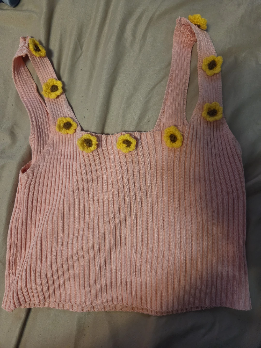 Cropped sunflower tank top