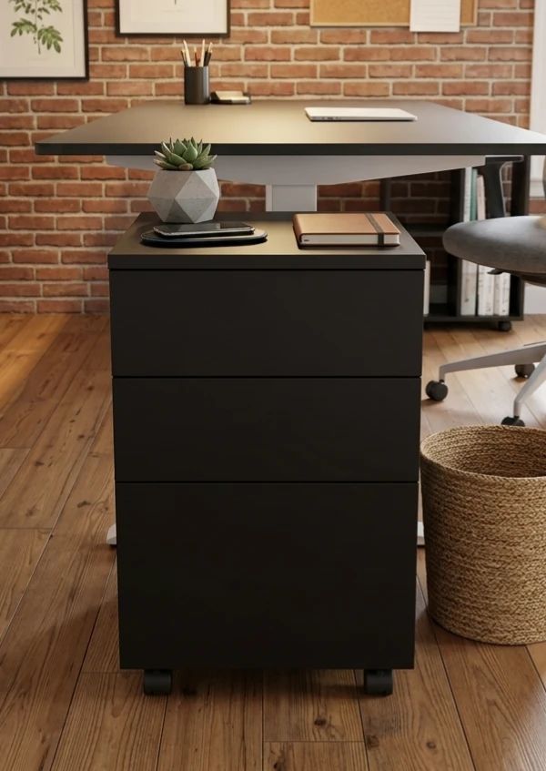Black 3-Drawer Mobile Filing Cabinet