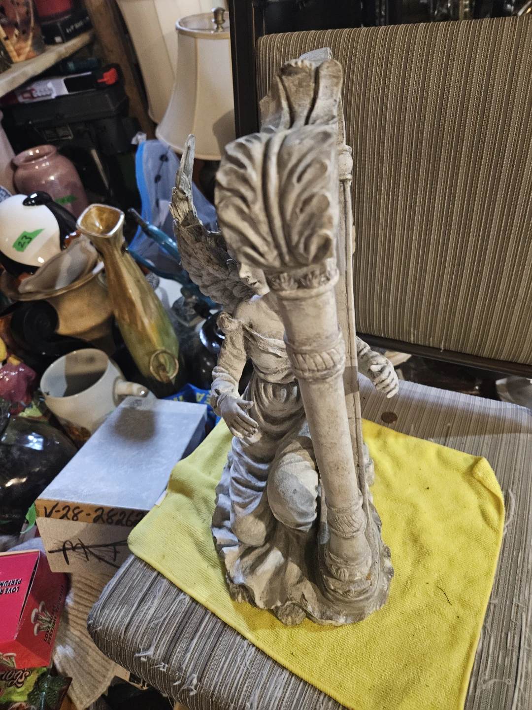 Angel with Harp Wind Chime Statue - photo 3