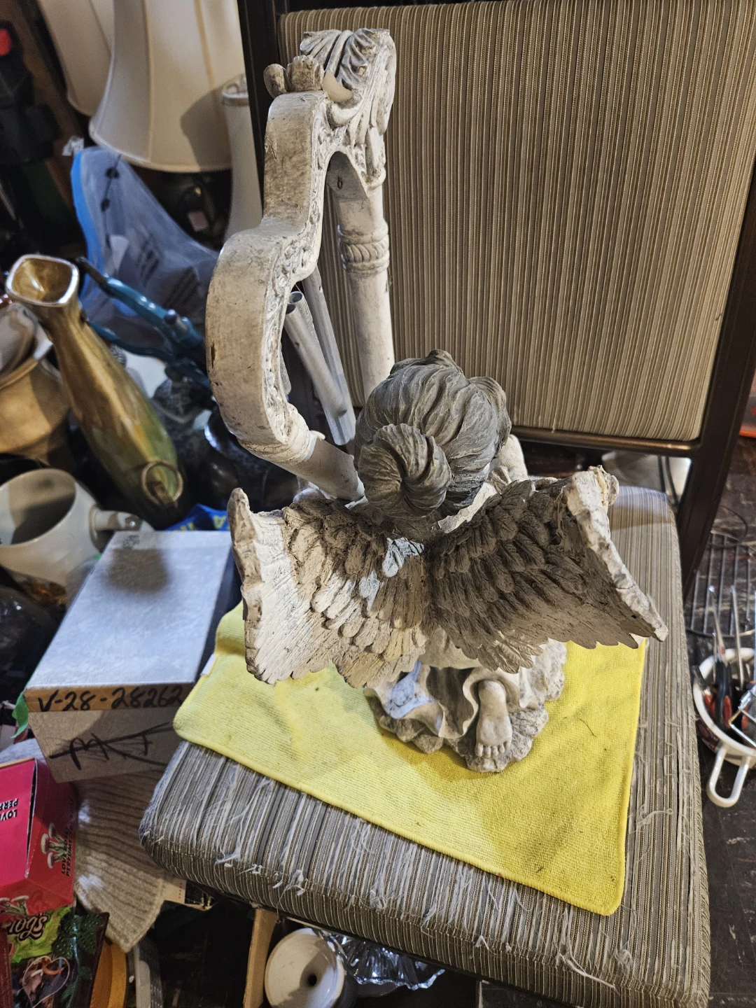 Angel with Harp Wind Chime Statue - photo 5