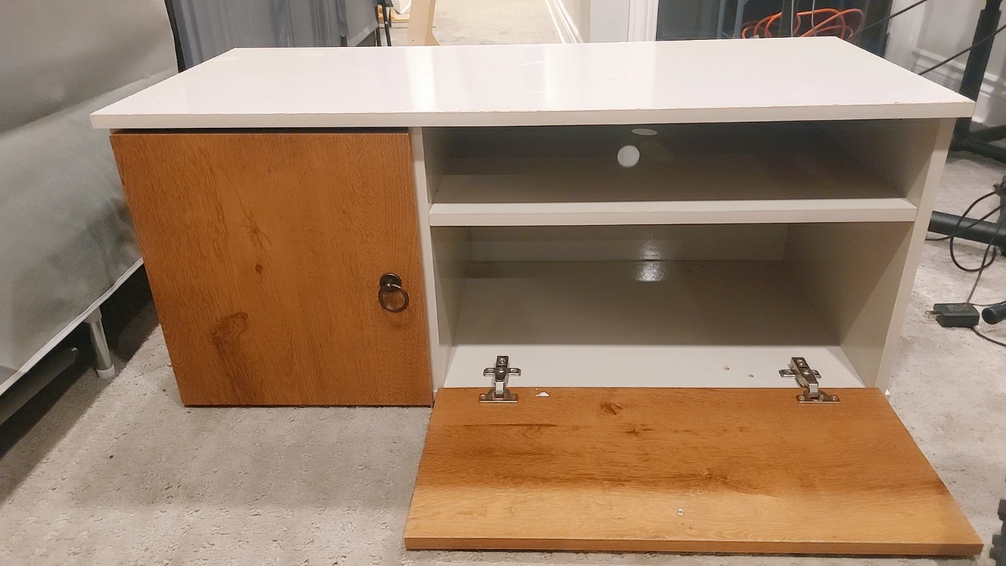 White and Wood Media Console with Storage - photo 3
