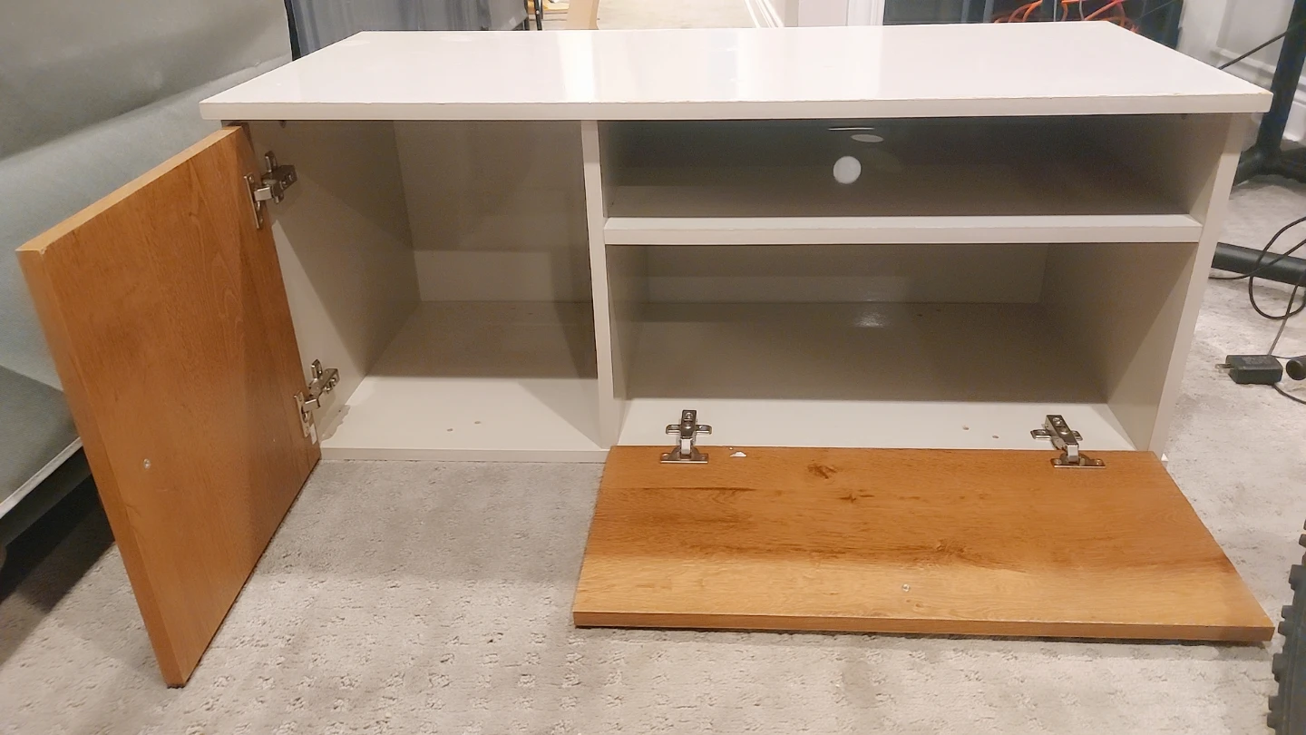 White and Wood Media Console with Storage - photo 4