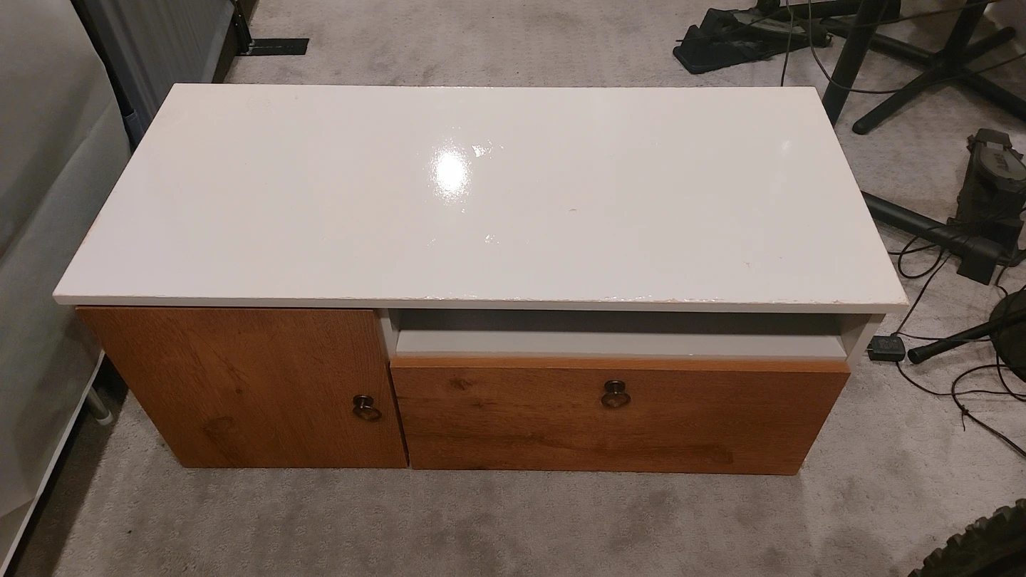 White and Wood Media Console with Storage - photo 5