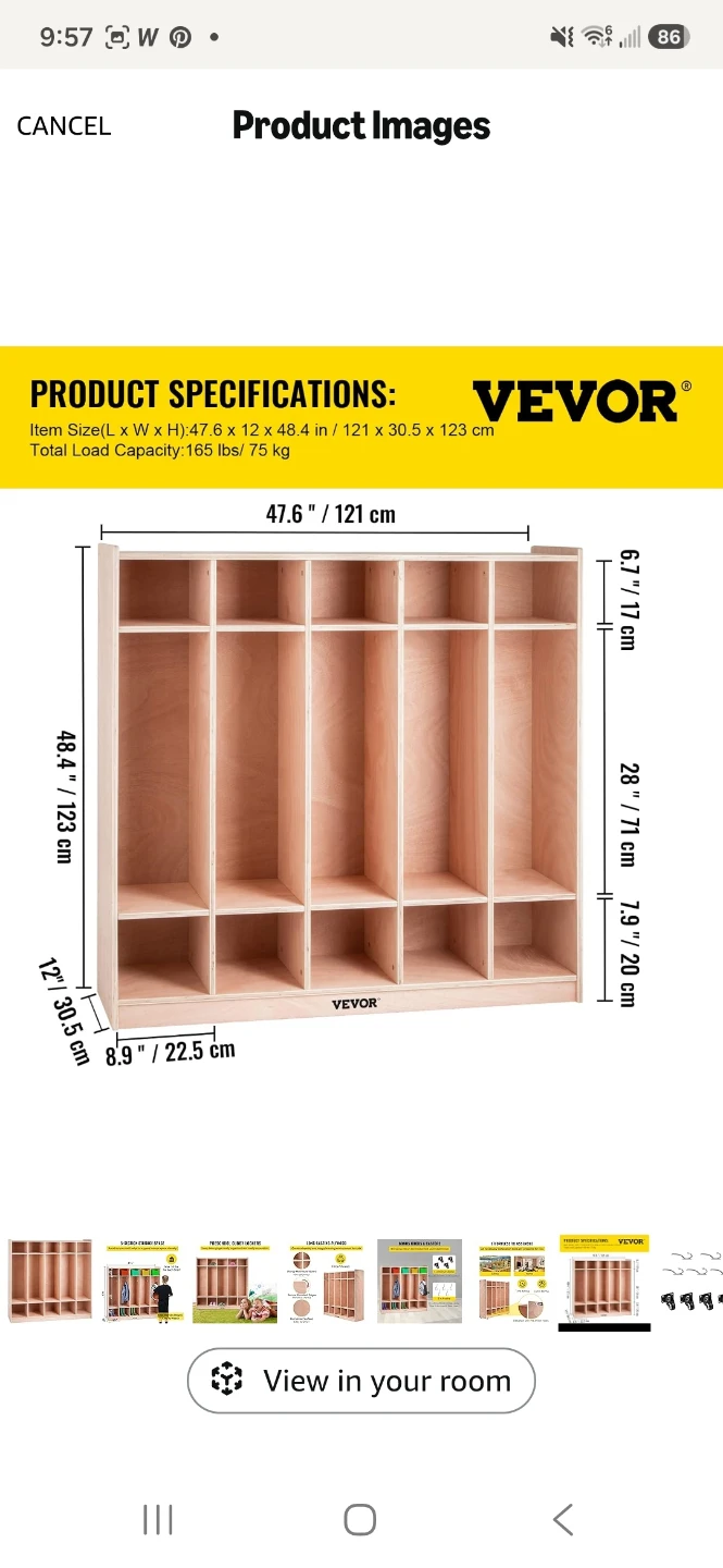 VEVOR Wood Cubby Locker Storage Unit - photo 2