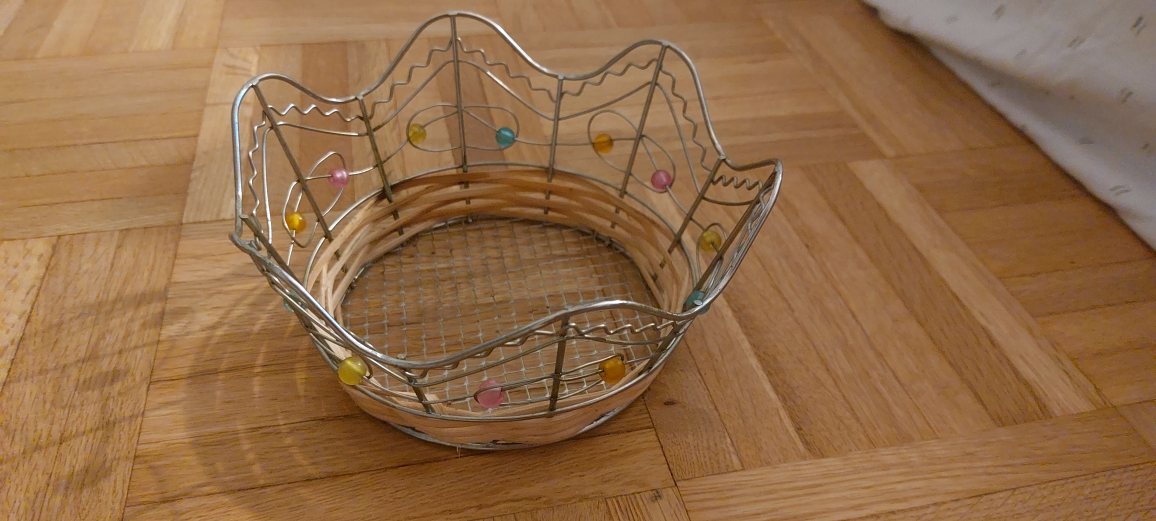 Wire and Wicker Basket with Beads
