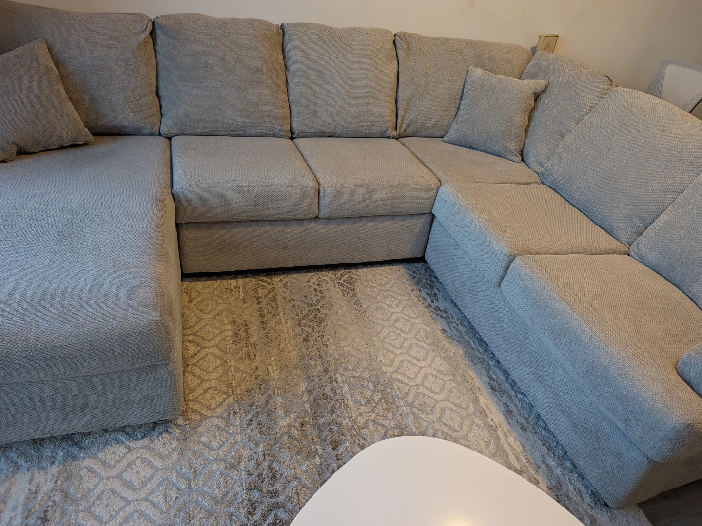Grey U shaped sofa
