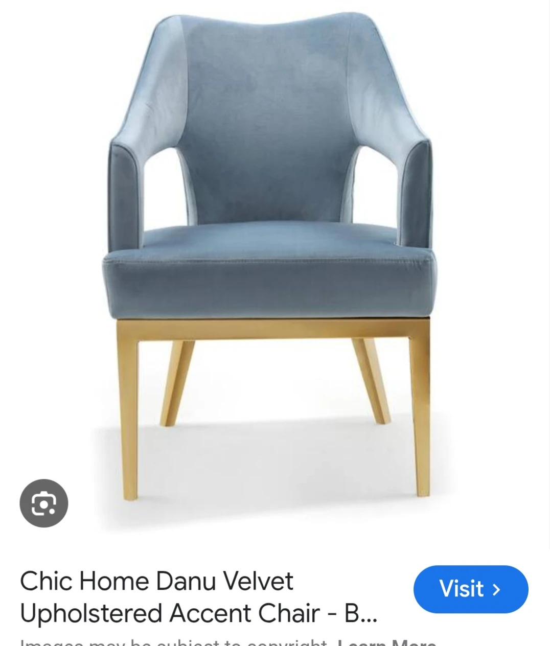 Chic Home Danu Velvet Upholstered Accent Chair - Blue