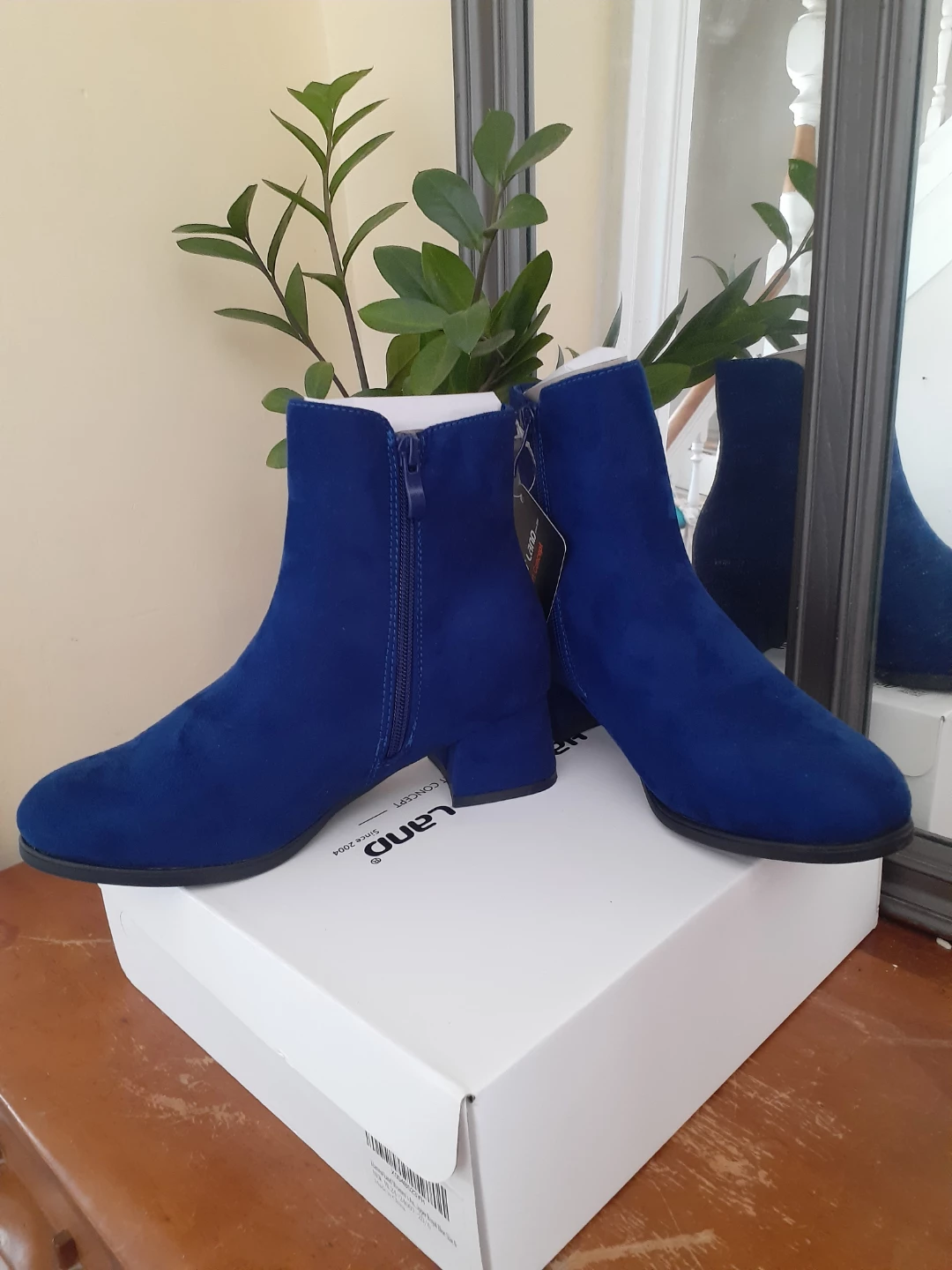 Blue Suede Ankle Boots - Size 6 - photo 3