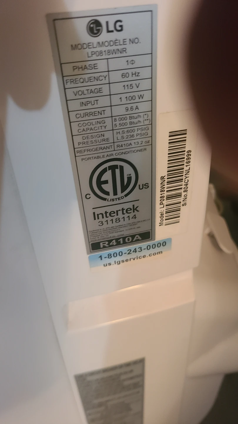 LG Portable Air Conditioner LP0818WNR - photo 4