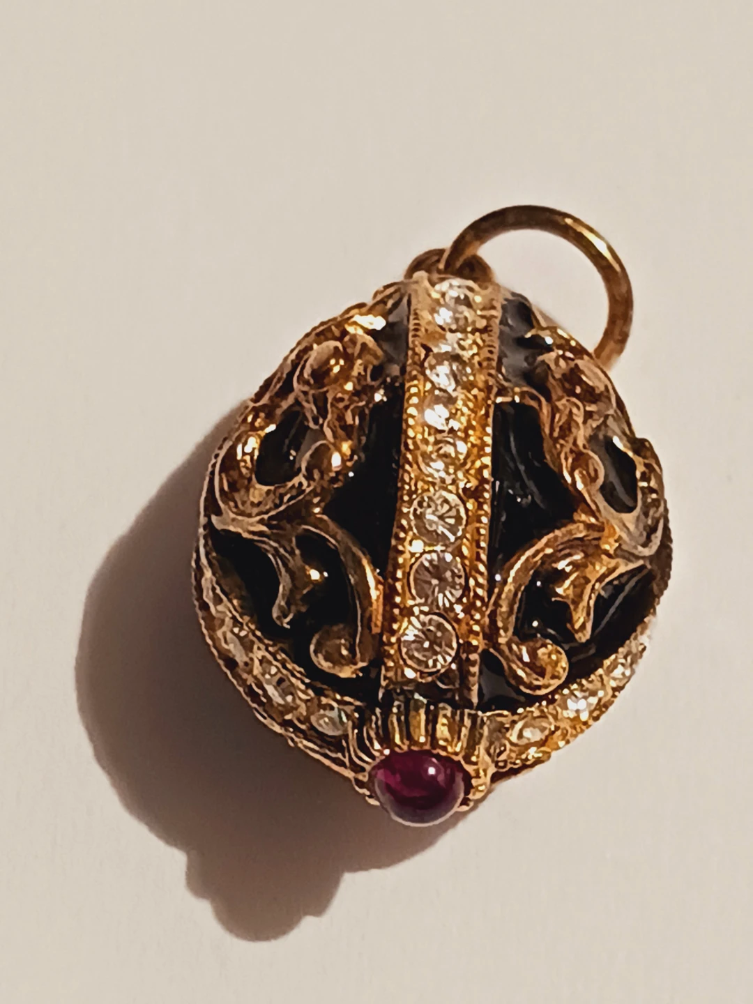 Gold Vermeil Sterling Silver Enamel Fabergé Egg Pendant